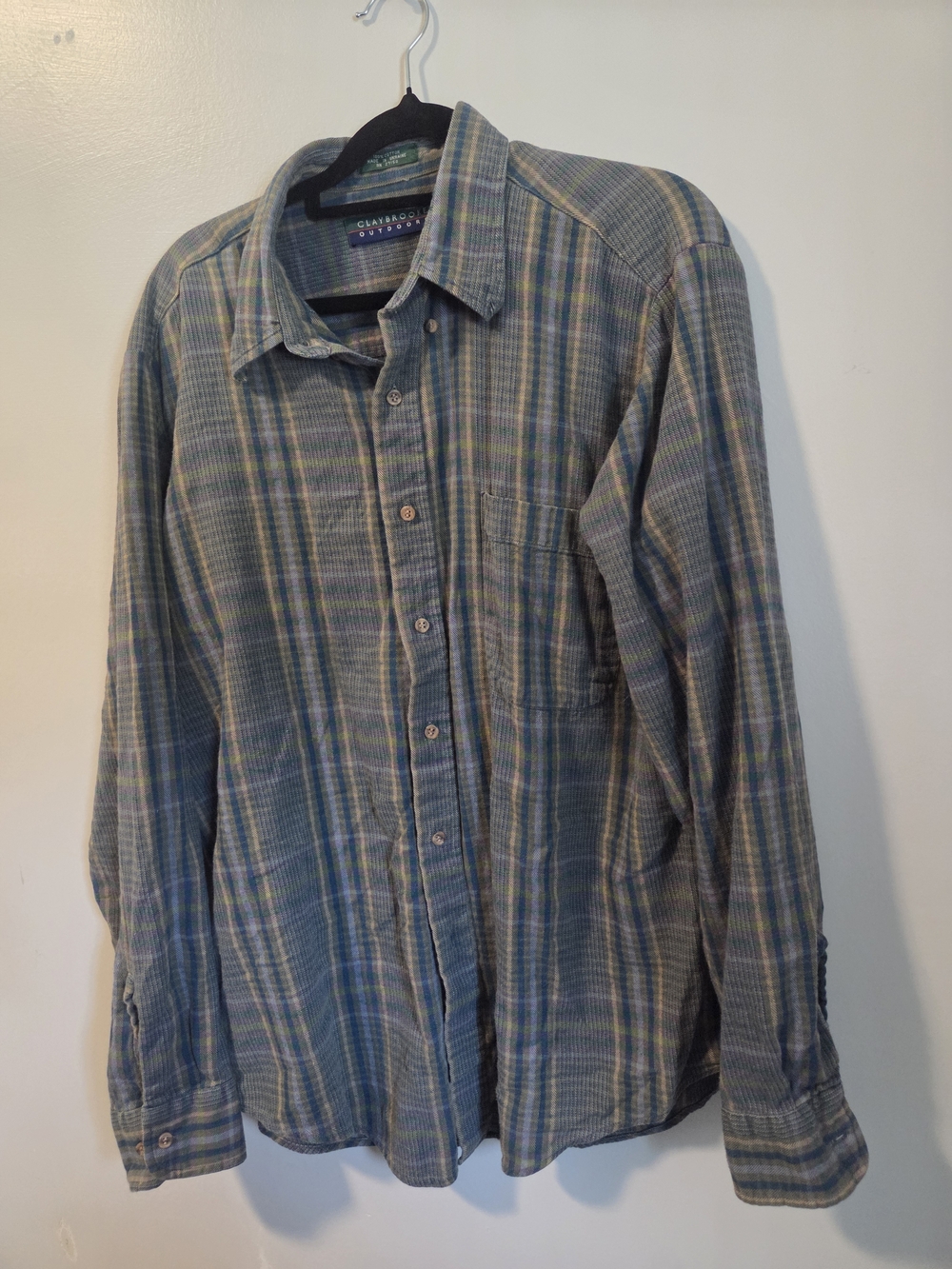 Casual Plaid Button-Down Shirt - Blue/Green